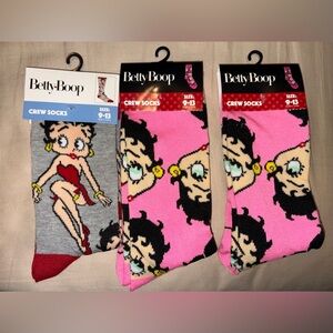 Betty Boop Crew Socks - Set of 3 pairs